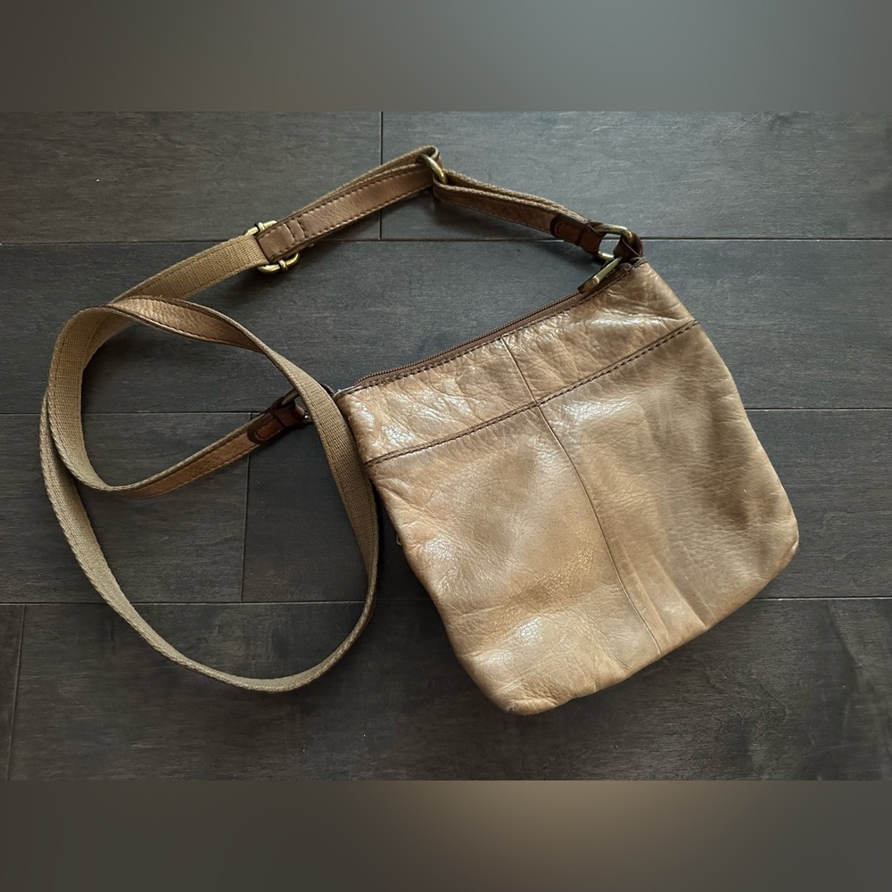 Fossil Explorer Tan Leather Cross Body Bag Multipocket - Picture 2 of 6